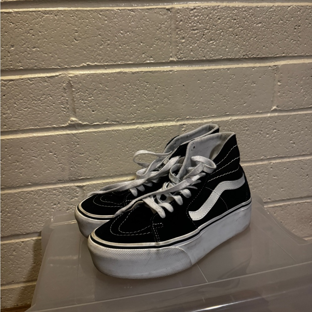 Vans High-Top Platform Sneakers in Black and White